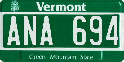 VT license plate ANA694