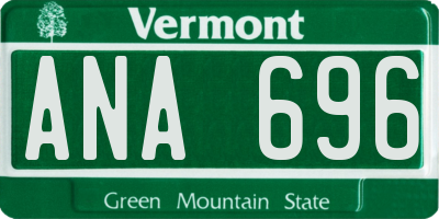 VT license plate ANA696