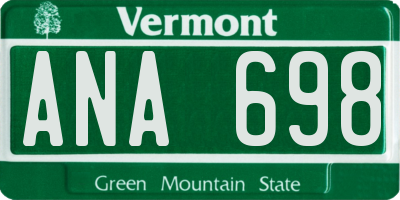 VT license plate ANA698