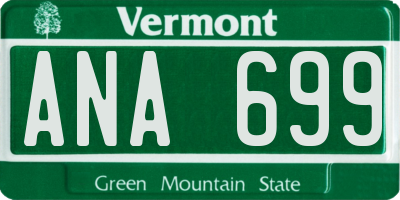 VT license plate ANA699