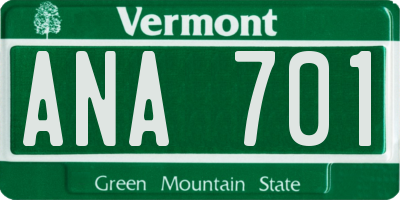 VT license plate ANA701