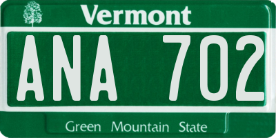 VT license plate ANA702
