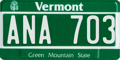 VT license plate ANA703