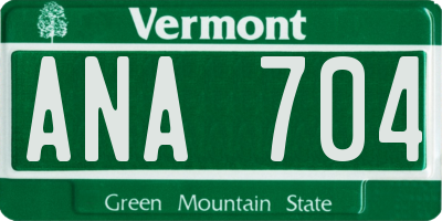 VT license plate ANA704