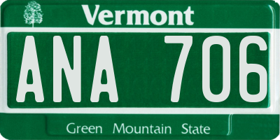 VT license plate ANA706