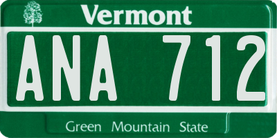 VT license plate ANA712