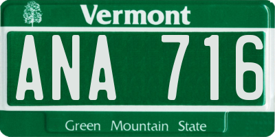 VT license plate ANA716