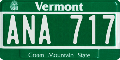 VT license plate ANA717