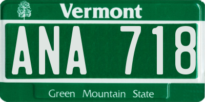 VT license plate ANA718