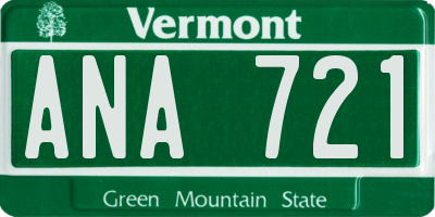 VT license plate ANA721