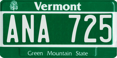VT license plate ANA725