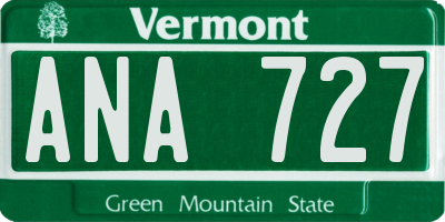 VT license plate ANA727