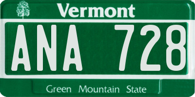 VT license plate ANA728