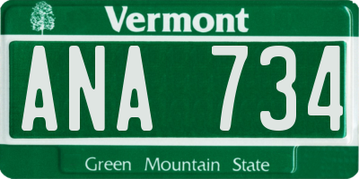 VT license plate ANA734