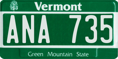 VT license plate ANA735