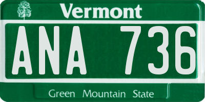 VT license plate ANA736