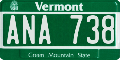 VT license plate ANA738