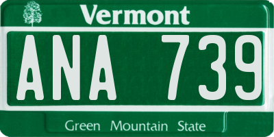 VT license plate ANA739