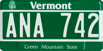 VT license plate ANA742