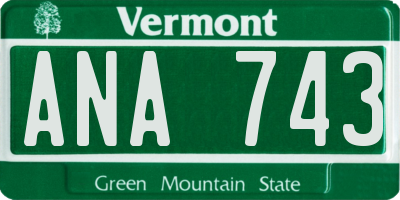 VT license plate ANA743