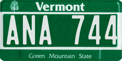 VT license plate ANA744
