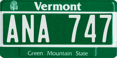 VT license plate ANA747