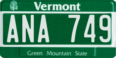 VT license plate ANA749