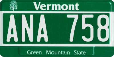 VT license plate ANA758