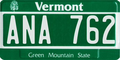 VT license plate ANA762