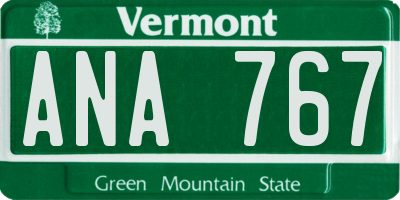 VT license plate ANA767