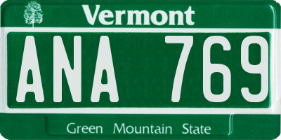 VT license plate ANA769