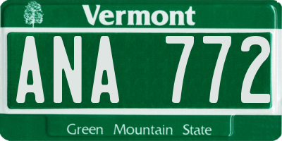 VT license plate ANA772