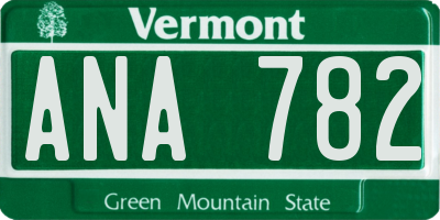 VT license plate ANA782