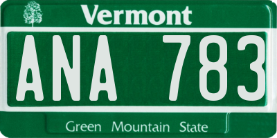 VT license plate ANA783