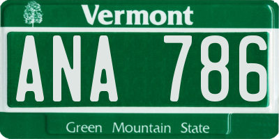 VT license plate ANA786