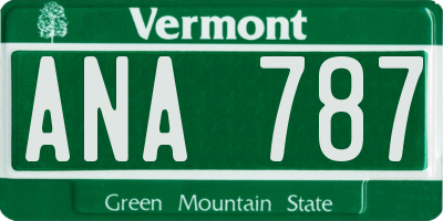 VT license plate ANA787