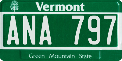 VT license plate ANA797