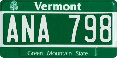 VT license plate ANA798