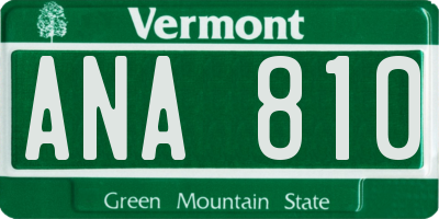 VT license plate ANA810