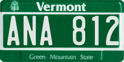 VT license plate ANA812