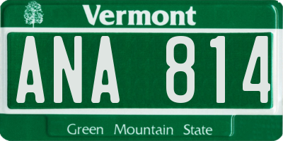 VT license plate ANA814
