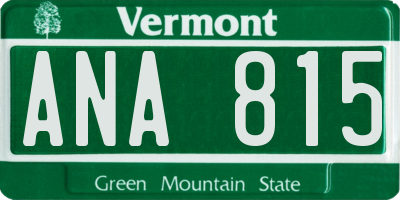 VT license plate ANA815