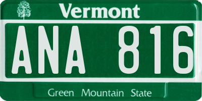VT license plate ANA816