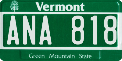 VT license plate ANA818