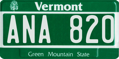 VT license plate ANA820