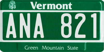 VT license plate ANA821