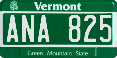 VT license plate ANA825