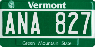 VT license plate ANA827