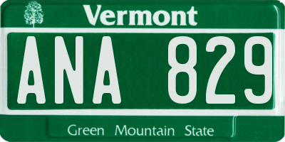VT license plate ANA829