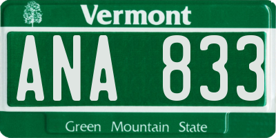 VT license plate ANA833